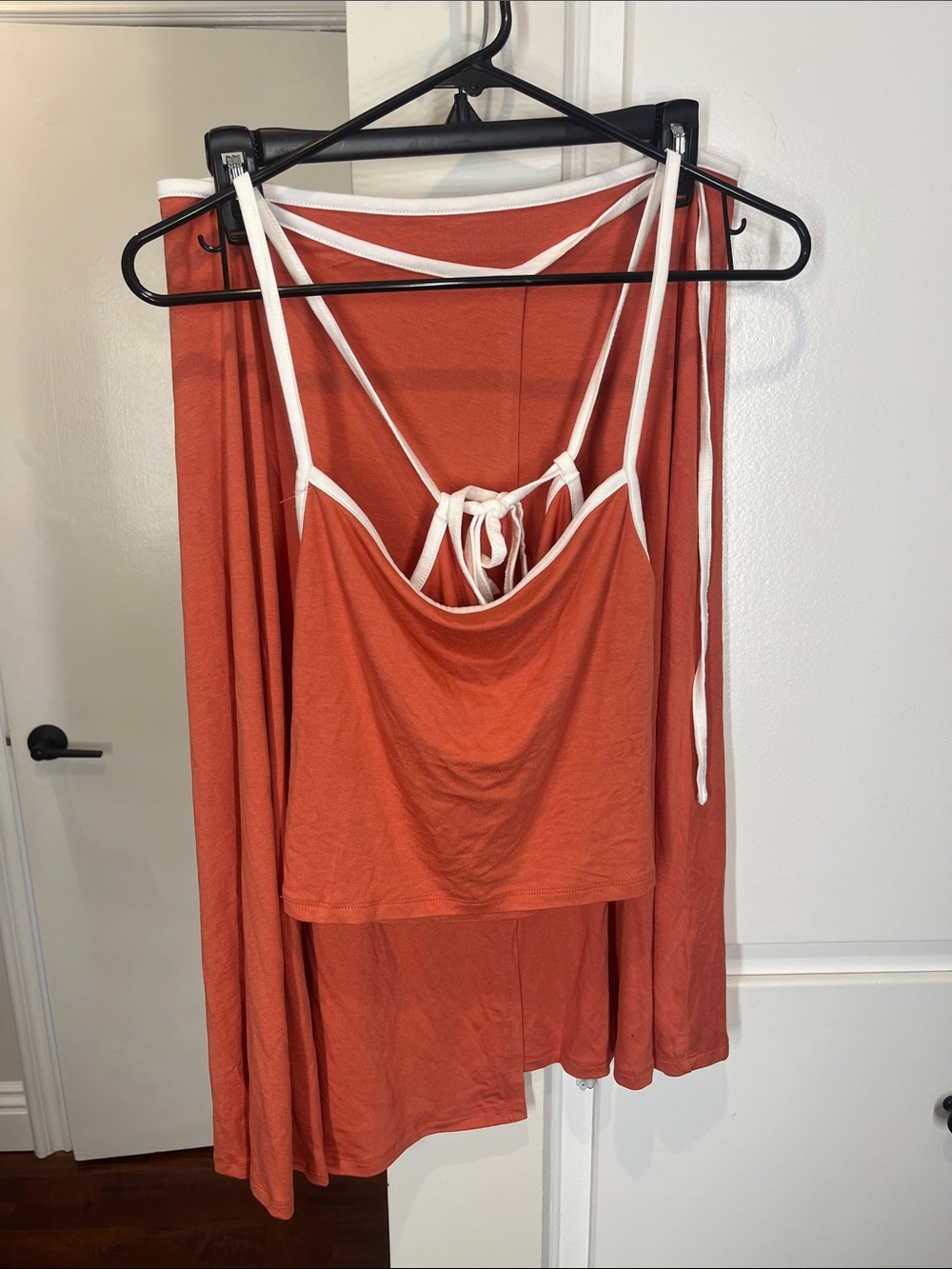Free People Rust Orange Tank and Skirt Set with White Trim